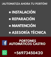 Servicios de instalación, reparación, mantención y asesoría técnica de Portones Automáticos Castro
